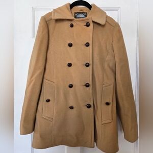Vintage Mackintosh Women's Tan Double-Breasted Wool Peacoat Size Small Union Tag